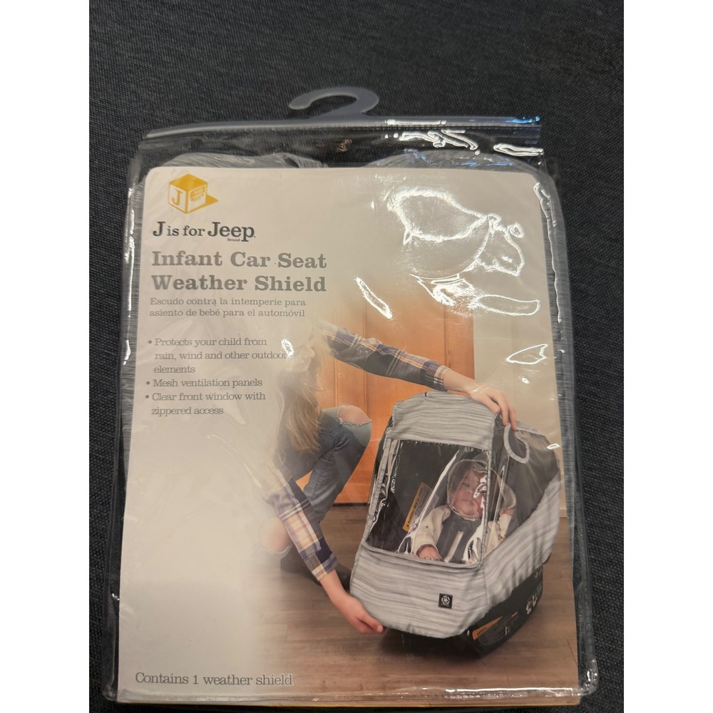 J is for‎ Jeep Infant Car Seat Weather Shield Rain Cover Clear Window Gray 90279